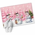 thumbnail image 1 of Pink White Snowman Christmas Bathroom Mat 2x3 FT,Non Slip Small Kitchen Mat,Xmas Tree Snowflake Winter Washable Soft Backed Front Door Throw Rug Non-Shedding Indoor Outdoor Doormat for Entryway Sink, 1 of 9
