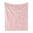 thumbnail image 1 of Pink and White Soft Flannel Fleece Blanket, Doodle Swirls Repeated Irregularly Simplistic Hand-drawn Whirlpools, Cozy Plush for Indoor and Outdoor Use, 60" x 80", Pale Pink and White, by Ambesonne, 1 of 6