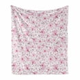thumbnail image 1 of Pink and White Soft Flannel Fleece Blanket, Symbolic Japanese Flowering Cherry Blossom in Random Arrangement, Cozy Plush for Indoor and Outdoor Use, 60" x 80", Rose Burgundy Hot Pink, by Ambesonne, 1 of 6