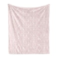 thumbnail image 1 of Pink and White Soft Flannel Fleece Blanket, Victorian Style Girly Feminine Pattern with Curly Leaves Hearts and Flowers, Cozy Plush for Indoor and Outdoor Use, 60" x 80", Blush White, by Ambesonne, 1 of 5