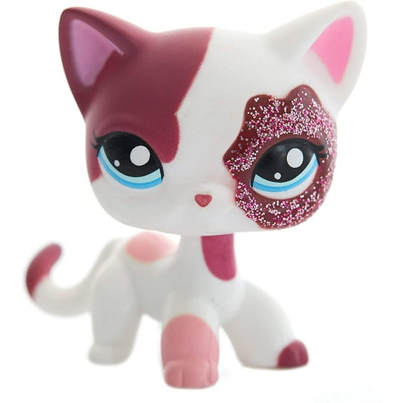Pink & White Sparkle Glitter Short Hair Cat - LPS #2291 - Perfect Gifts for Kids