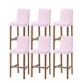 thumbnail image 1 of Pink White Stripe Bar Stool Covers Set of 6, Modern Minimalist Geometric Striped Stretch Washable Bar Chair Covers with Backs, Removable Pub Counter Height Chair Cover for Kitchen Dining Room Cafe, 1 of 7