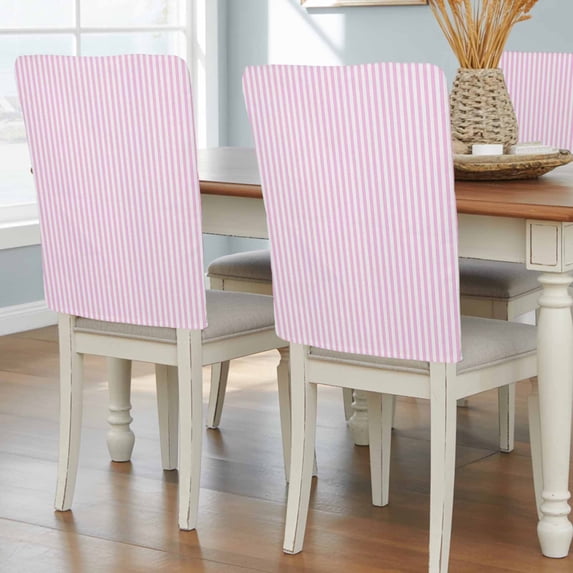 Pink White Stripe Chair Back Covers, Removable Chair Covers for Dining Chairs Set of 4, Washable Chairs Slipcovers Back Seat Protector for Wedding Party 19"x20"