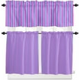 thumbnail image 1 of Pink White Stripe Kitchen Curtains, Modern Minimalist Geometric Striped 3-Piece Kitchen Curtain Valance and Tiers Set 24 Inch Length, Rod Pocket Half Window Curtains for Cafe Living Room Bathroom, 1 of 6