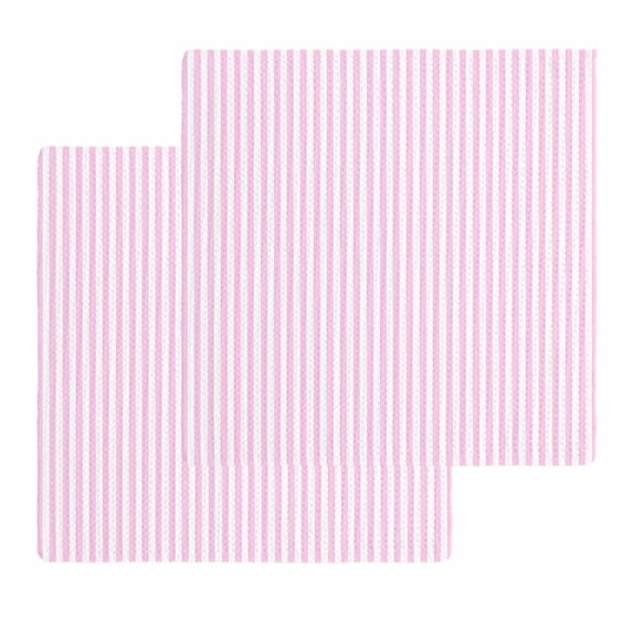 Pink White Stripe Kitchen Dish Towels for Drying Dishes Set of 2, Modern Minimalist Geometric Striped Waffle Weave Microfiber Hand Tea Bathroom Towels Quick Dry & Absorbent Towel 12x12