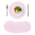 thumbnail image 1 of Pink White Stripe Round 13 Inch Placemats Set of 6, Modern Minimalist Geometric Striped HeatResistant Non Slip Place Mats for Dining Table, Wipeable Braided Kitchen Table Mats for Housewarming, 1 of 9