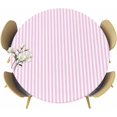 thumbnail image 1 of Pink White Stripe Round Tablecloth 45-52 Inch Round Fitted Table Cloth with Elastic Edge, Modern Minimalist Geometric Striped Waterproof Table Cover Protector for Outdoor Picnic Party Dining, 1 of 6