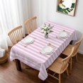 thumbnail image 1 of Pink White Stripe Table Cloth Waterproof Tablecloths, Modern Minimalist Geometric Striped Tablecloth Dining Table Cover for Kitchen Party Tabletop Outdoor, Rectangle Tablecloth 60x102 Inch, 1 of 9