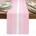 thumbnail image 1 of Pink White Stripe Table Runner - 70 Inch Long, Kitchen Dining Table Runner Dresser Scarves, Modern Rustic Vertical Striped Farmhouse Decor for Coffee Tables Wedding Party Banquet, 1 of 8