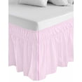 thumbnail image 1 of Pink White Stripe Wrap Around Bed Skirts for Queen Bed 18" Drop,Bed Skirt with Adjustable Elastic Belt Dust Ruffle Bed Valance for Bedroom Hotel Modern Minimalist Geometric Striped Bed Frame Cover, 1 of 7