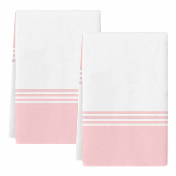 Pink White Striped Kitchen Towels Set of 2, Modern Abstract Art Aesthetics Soft Microfiber Dish Towels, Absorbent Quick-Dry Washable Dishcloths for Kitchen Cleaning, Drying Dishes, 18x28 Inches