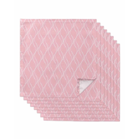 Pink White Stripes Cloth Napkins Set of 8 Reusable Dinner Napkins, Simple Geometric Modern Monochrome Cocktail Napkin Washable Table Napkins for Wedding/Holiday Party/Baby Shower 20"x20"