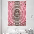 thumbnail image 1 of Pink and White Tapestry, Bohemian Ombre Mandala Vintage Pattern Modern Zen Traditional Design, Wall Hanging for Bedroom Living Room Dorm Decor, 60W X 80L Inches, Hot Pink White, by Ambesonne, 1 of 2