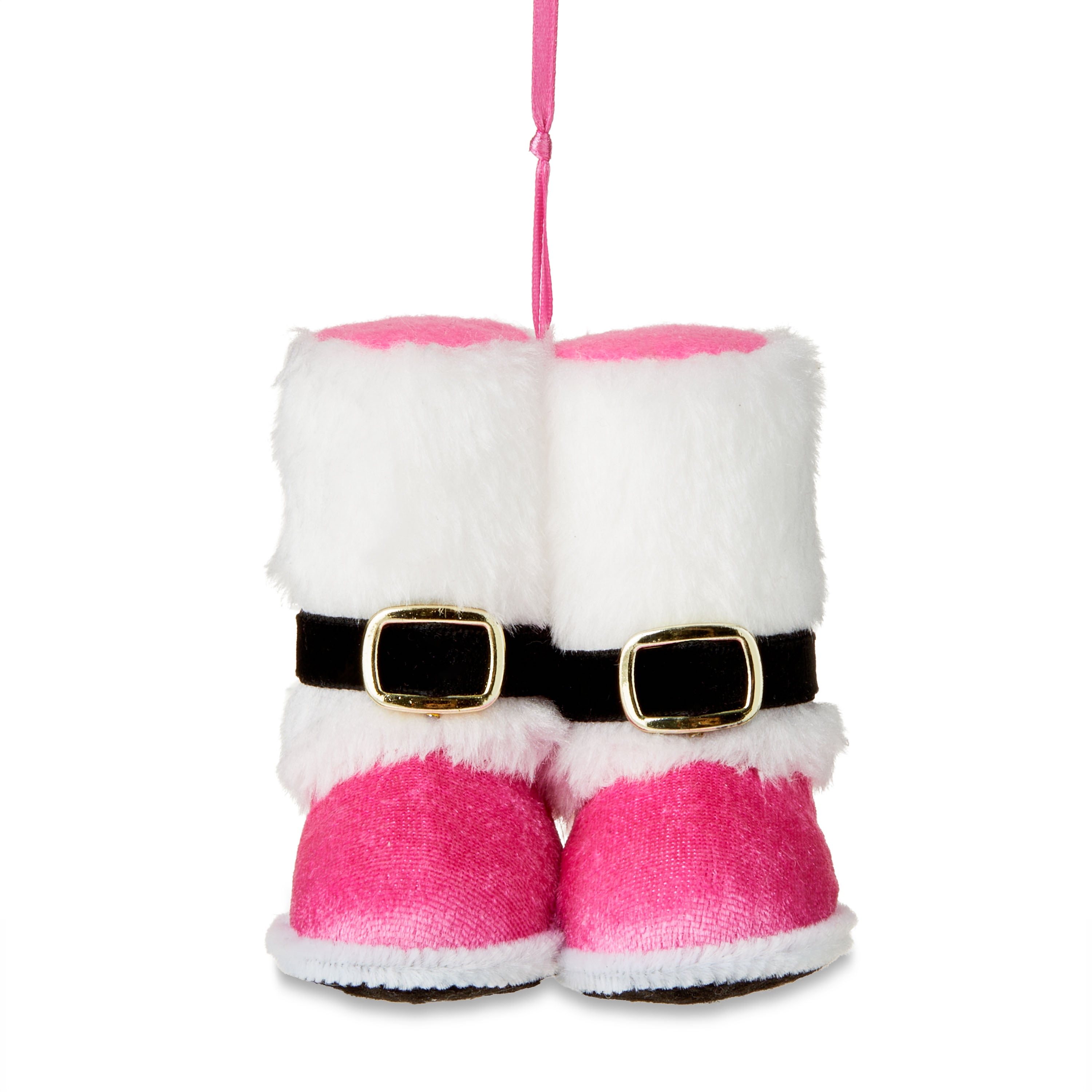 Pink & White Velvet Santa Boots Christmas Ornament, 3.5 in, by Holiday Time - Walmart.com