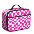 thumbnail image 1 of Pink and White Wavy Checkered Pattern Insulated Lunch Bag Teens,Bento School Lunch Bag for Teens for Work,Picnic or Travel 10.6x7.7x4.3 Inches,12 Can Capacity, 1 of 6