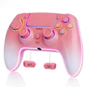 Pink White Wireless Controller for PS5 with Hall Effect joysticks Triggers /Back Paddles/Motion Sensor/TURBO/Cool RGB/Audio Jack