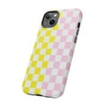 thumbnail image 1 of Pink White Yellow Checkered Tough iPhone 15 Case-iPhone Case-iPhone, 1 of 3