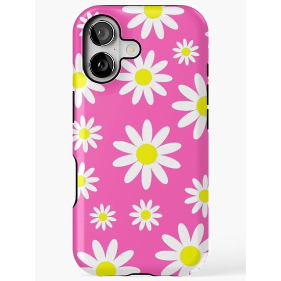 Yellow Models Pic Pink, White and Yellow Daisy Tough Phone Case, Dual-Layer Polycarbonate ...