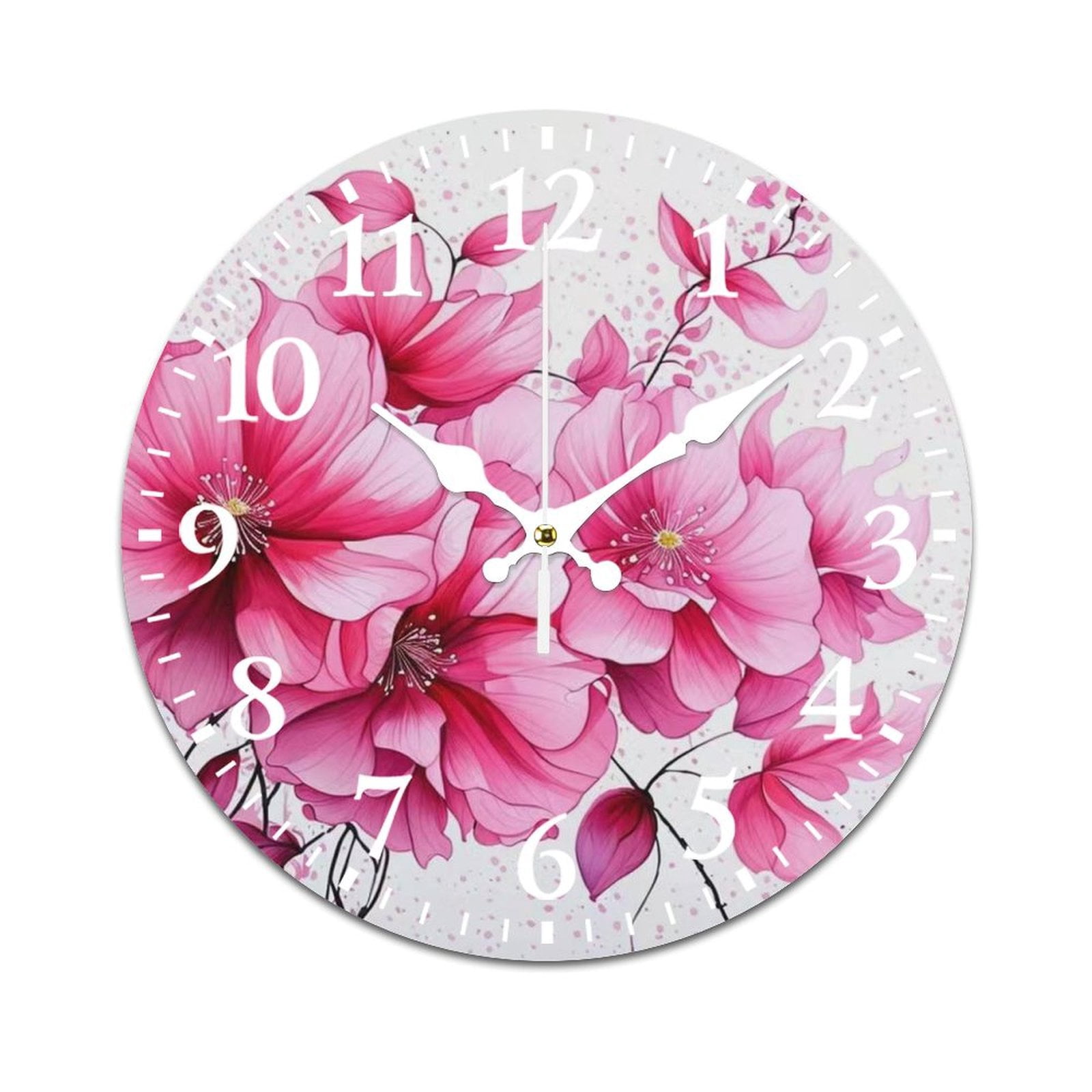 Pink Wildflowers (1) Wall Clock Modern Design Clocks Wall Hanging Home ...