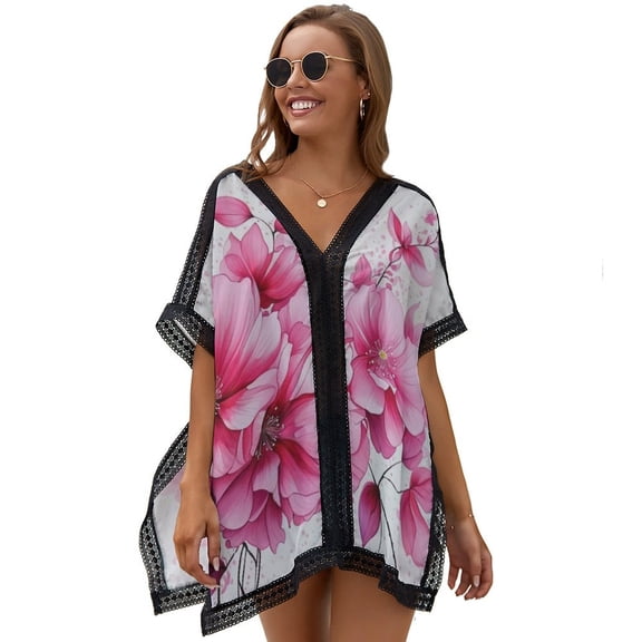 Pink Wildflowers (1) Women's Swimsuit Coverup Summer Beach Cover Up Bathing Suit Dress