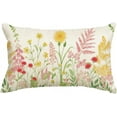 thumbnail image 1 of Pink Wildflowers Spring Throw Pillow Cover, 12 x 20 Inch Spring Flower Cushion Case for Sofa Couch, 1 of 6