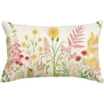 thumbnail image 1 of Pink Wildflowers Spring Throw Pillow Cover, 12 x 20 Inch Spring Flower Cushion Case for Sofa Couch, 1 of 6