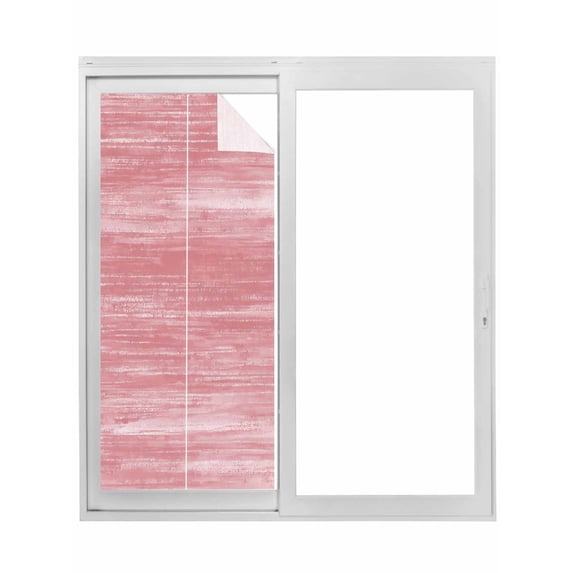 Pink Window Privacy Film, Vintage Modern Abstract Art Ombre Static Cling UV Sun Blocking Tint Film Heat Control Windows Films for Bedroom Bathroom, Window Stickers 17.7"x39.3"