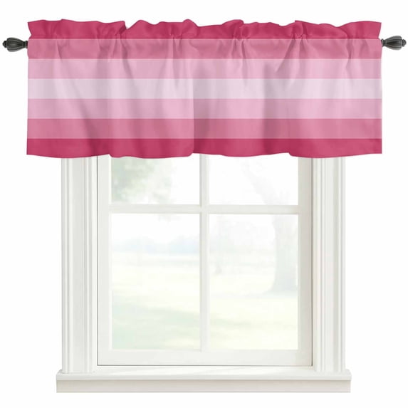 Pink Window Valance Curtain Gradient Stripes Modern Rod Pocket Short Curtain for Living Room, Bedroom & Kitchen Window Decor 42x12in