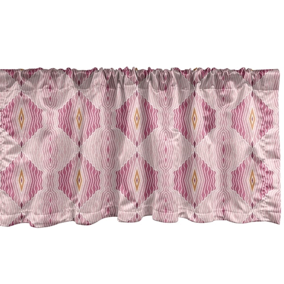 Ambesonne Pink Valance Pack of 2, Wavy Rhombus with Thin Lines, 54"X12", Pink Pale Pink