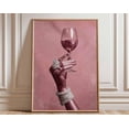 thumbnail image 1 of Pink Wine Hand With Glass Wall Art Print, Unframed Paper Poster 16x20in, 1 of 4