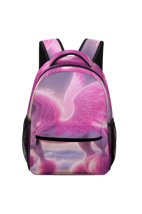 Pink Winged Unicorn Beach Fantasy Backpack Men Women Teenage Daypack College Canvas Bags Lightweight