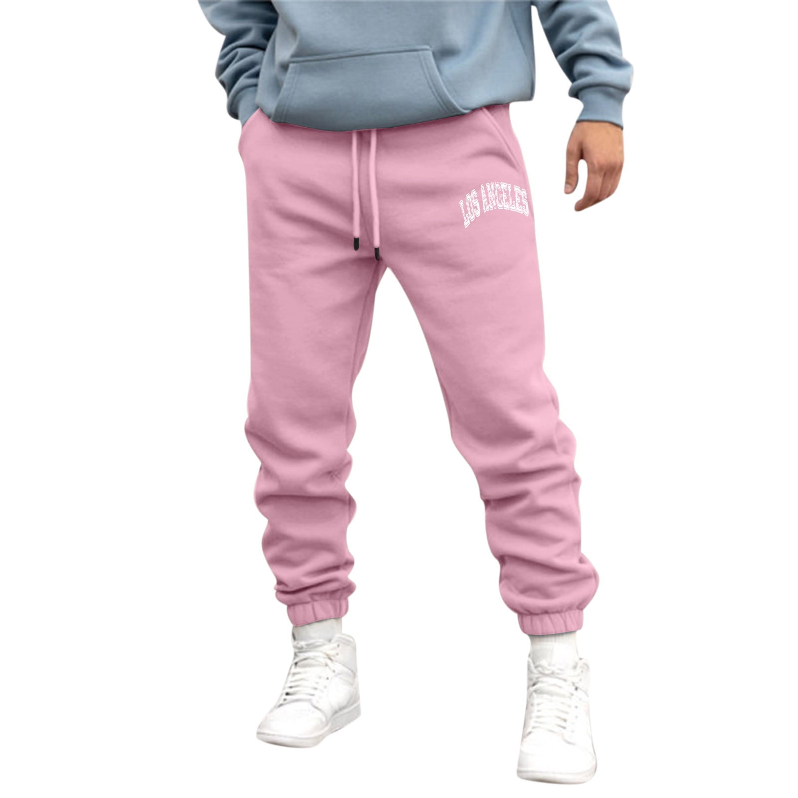 Pink Winter Full-Length Workout Loose Fit Running Sweatpants Mens Autumn  And High Street Fashion Leisure Sports Outdoor Sweater Pants Trousers 