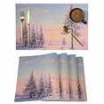 thumbnail image 1 of Pink Winter Landscapes Placemats Set of 6 Nature Snow Forest Sunset Place Mats Indoor Wipeable Table Mats Washable Cloth Dining Table Placemats for Kitchen Holiday Party Home Decor 13x19 Inch, 1 of 9