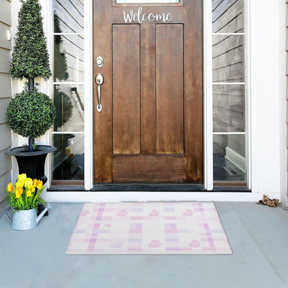 Pink Winter Series Versatile Absorbent Door Mat, Non-Slip, Easy to Clean 32''x20''