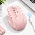 Small Pink Computer Mouse Pink Wireless 2.4G/BT 5.0 Rechargeable Silent Computer Mouse with 6 DPI ...