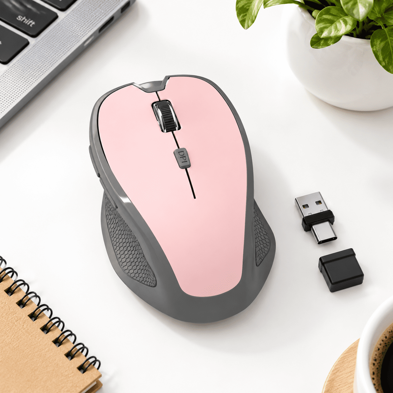 Small Pink Computer Mouse Pink Wireless Dual Mode Rechargeable Silent Optical Mouse For Laptop ...