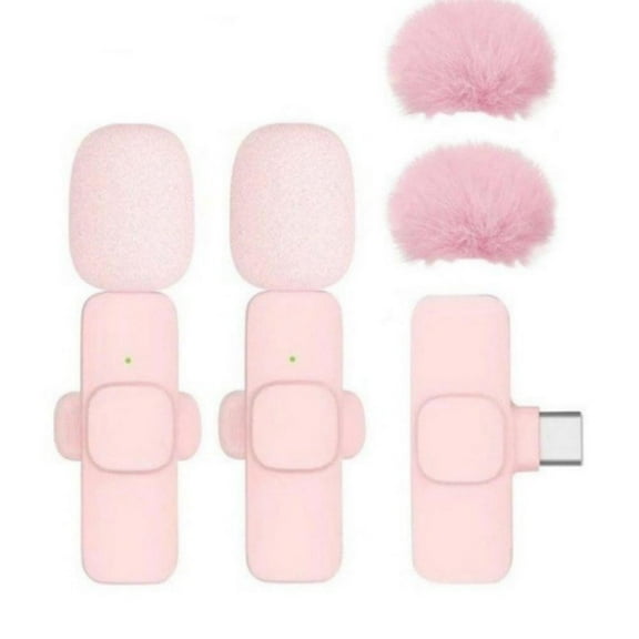 Pink Wireless Lapel Microphone For Mobile Live Streaming Portable Mini Mic With 8H Battery High Quality Sound For Vlog YouTube TikTok