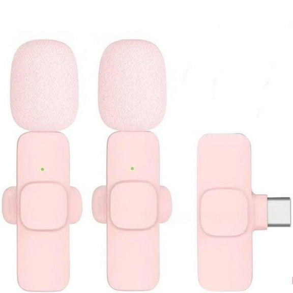 Pink Wireless Lapel Microphone For Mobile Live Streaming Portable Mini Mic With 8H Battery High Quality Sound For Vlog YouTube TikTok