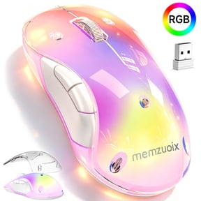 Pink Wireless Mouse, 9-Color RGB LED with Magnetic Cover – Rechargeable USB-C, Ergonomic Portable Design, 1200 DPI Optical Tracking, Plug & Play, Ambidextrous for Laptops, PC, Mac, Linux & Travel