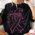 Top 9 Ribbon Pink Witch Hat Breast Cancer Ribbon Shirt Halloween Awareness Tee Black ...