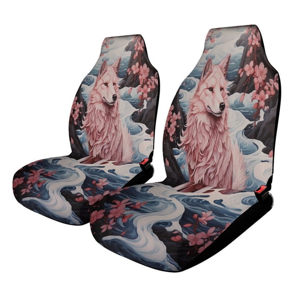 Pink Wolf River Car Seat Cover 2 Piece Set Saddle Blanket Carseat Universal Fit for Vehicle Sedan SUV