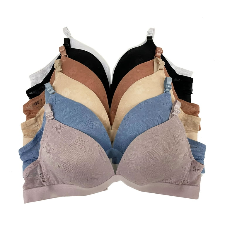 ToBeInStyle Women's Pack of 6 Mystery Bras - Assorted Colors - Size 38C