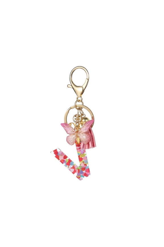 Pink Women Girls Letter Car Keychain
