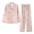 thumbnail image 1 of Pink Women Pajama Sets Women's Winter Spring Home Leisure Valentine's Day Bow Love Loose Imitation Color Ding Pajama Sleepy Pants Set, 1 of 4