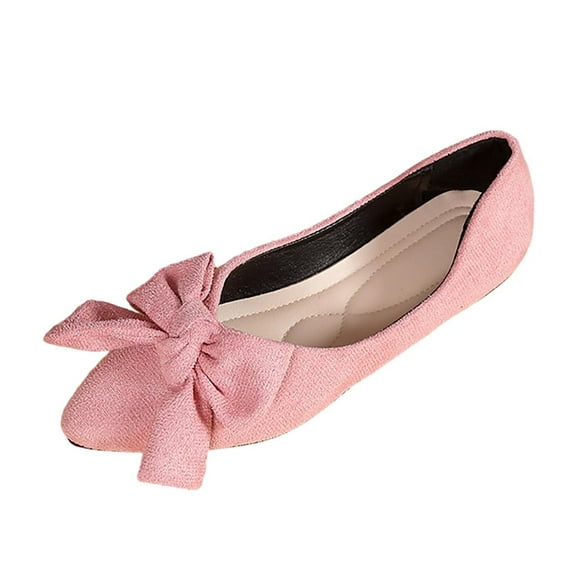 Pink Women Relaxed Summer Solid Color Bow Outer Wear Heel French Flat Bottom Sandals For Home And Beach