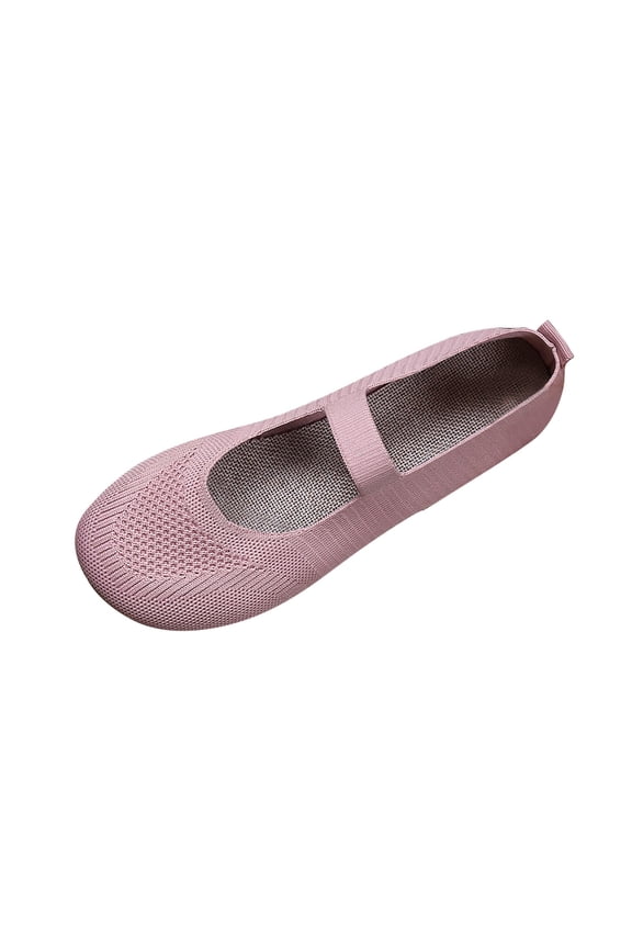 Pink Women'S Flat Bean Shoes Solid Color Round Toe Woven Breathable Low Top Slip On Soft Sole Non Slip Lightweight Comfortable Daily Wear Shoes Size 38