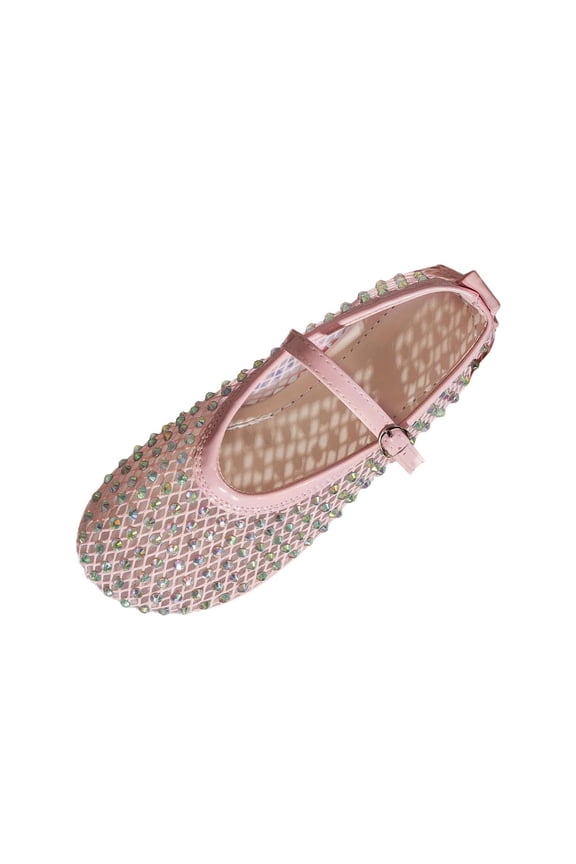 Pink Women'S Flats Closed Toe Rhinestone Embellished Cushioned Insole Lightweight Breathable Non Slip Outsole Comfortable Flexible Size 37