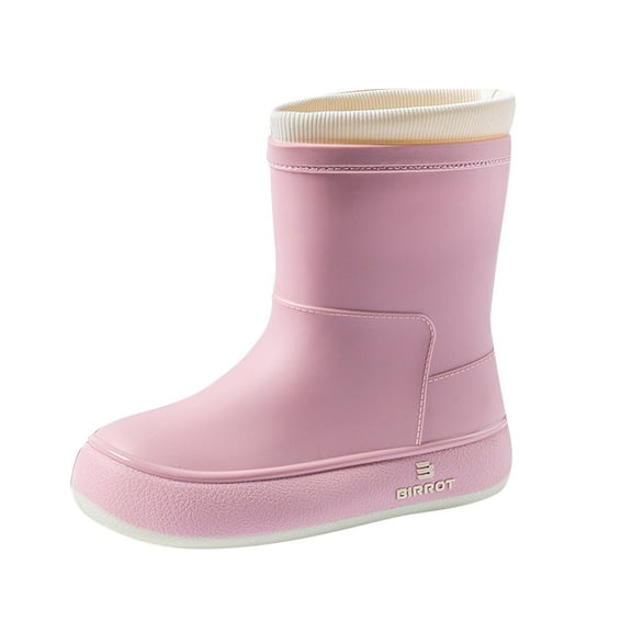 Pink Women'S Functional Rain Boots With Mid-Calf Height, Reliable Wet Weather Protection, Comfortable For Long Wear, Pvc Made