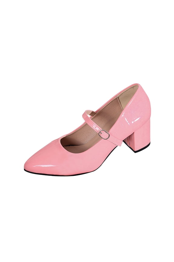 Pink Women'S Pink Round Toe Platform Heels Chunky Heel Solid Color Sandals Slip On Casual Summer Comfortable Style