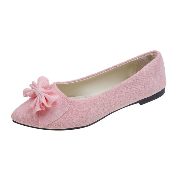Pink Women'S Pointed Toe Flat Shoes Featuring Floral Design, Casual Plus Size Flats For Ladies Day Long Comfort, 2026 Spring Mesh Flats